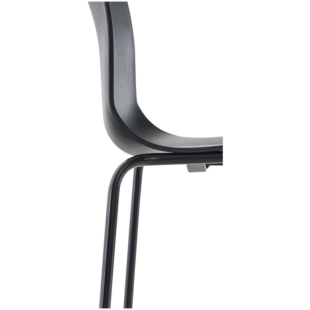 Sgabello Bar Hoover in Polipropilene I Sgabello Alto Design 4 Gambe in Metallo | Sedia Sgabello Impilabile con Schienale I Sgabello Bancone H 76 CM Nero Base Nero - Foto 5
