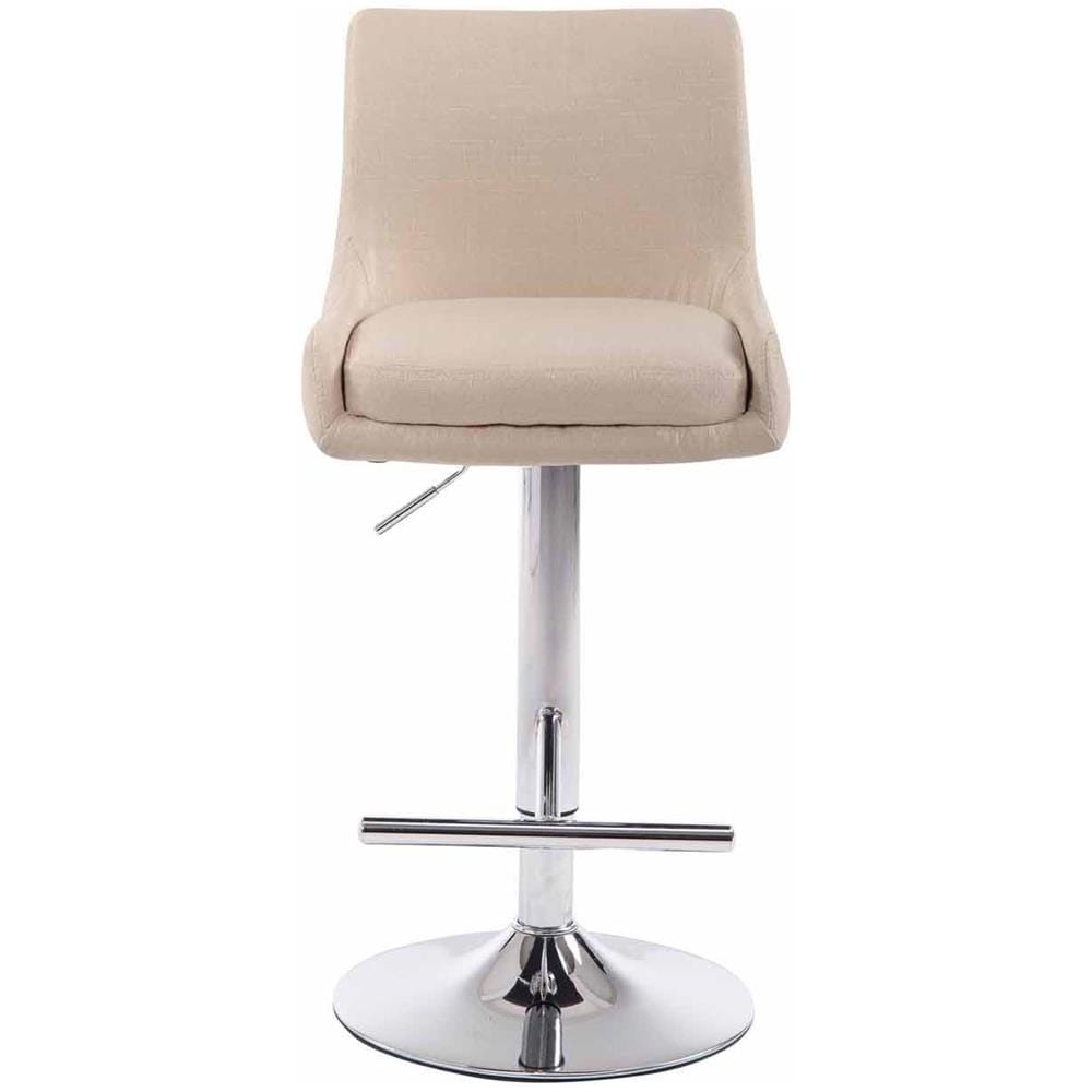 Set 2 Sgabelli Bancone Imbottiti Club in Tessuto - Coppia Sedie Alte Cucina con Schienale e Poggiapiedi, Altezza Regolabile 67-87 cm Crema - Foto 2