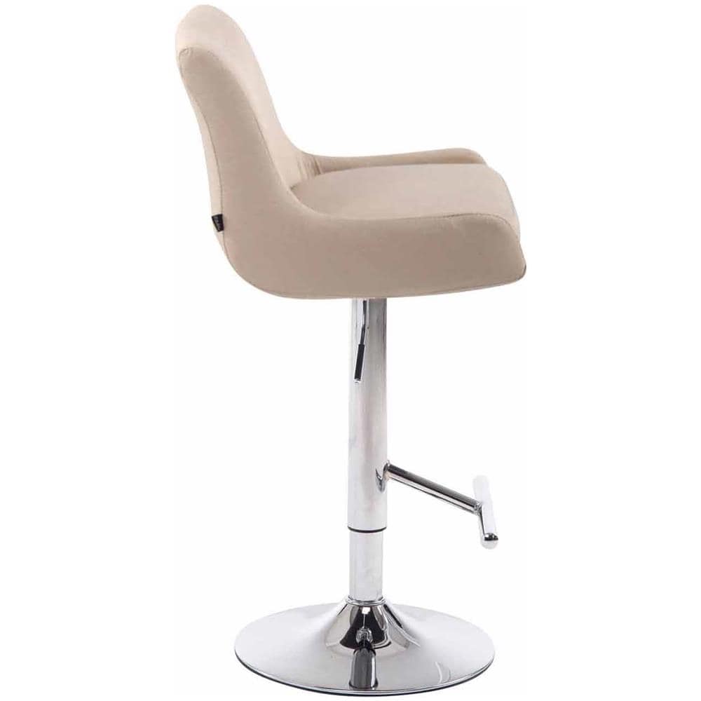 Set 2 Sgabelli Bancone Imbottiti Club in Tessuto - Coppia Sedie Alte Cucina con Schienale e Poggiapiedi, Altezza Regolabile 67-87 cm Crema - Foto 3