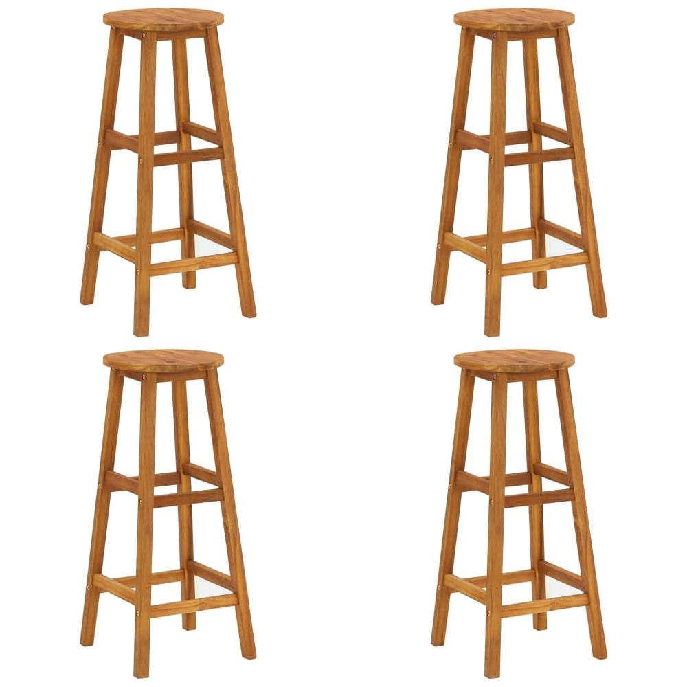Sgabelli da Bar 4 pz in Legno Massello di Acacia - Foto 1