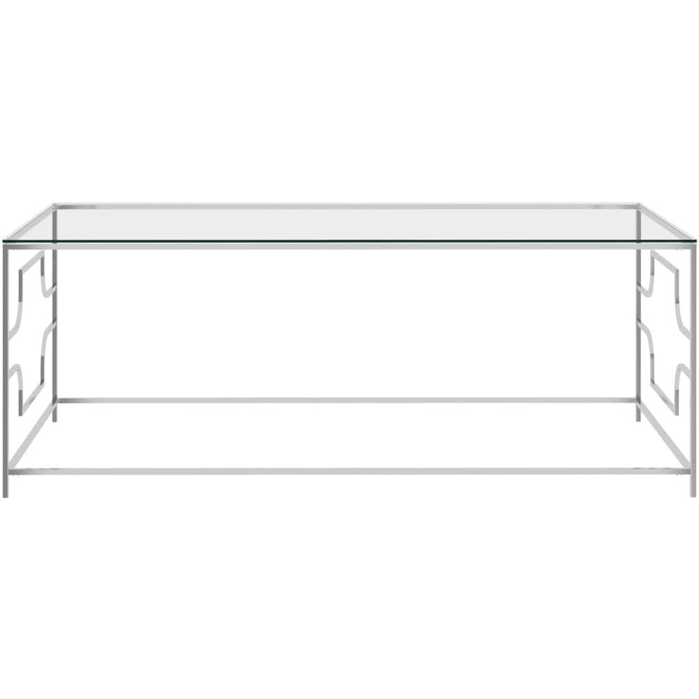 Tavolino Da Caff Argento 120x60x45 Cm In Acciaio Inox E Vetro - Foto 2