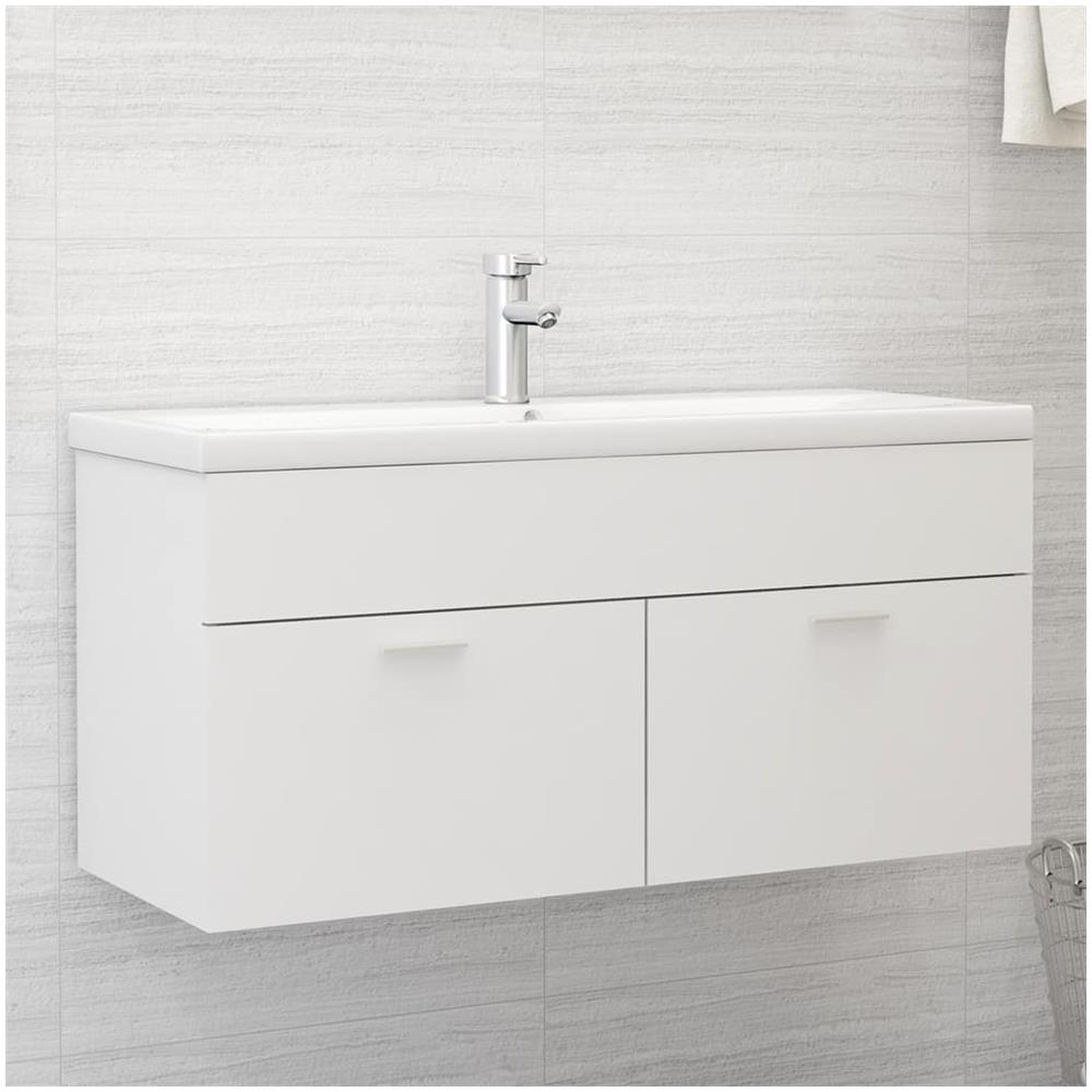 Mobile da Bagno con Lavabo Integrato Bianco in Truciolato - Foto 1