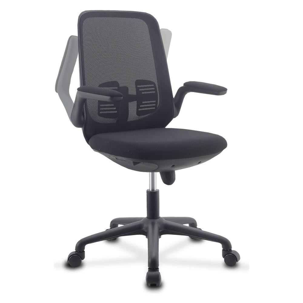 Sedia per Ufficio Regolabile in Altezza con Braccioli Pieghevoli Colore Nero - Foto 1