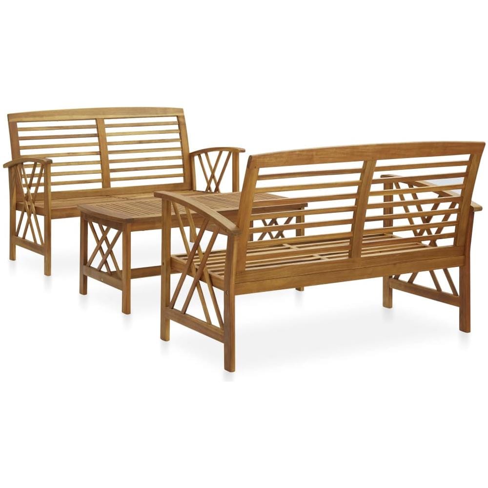 Set Divani da Giardino 3 pz in Legno Massello di Acacia - Foto 1