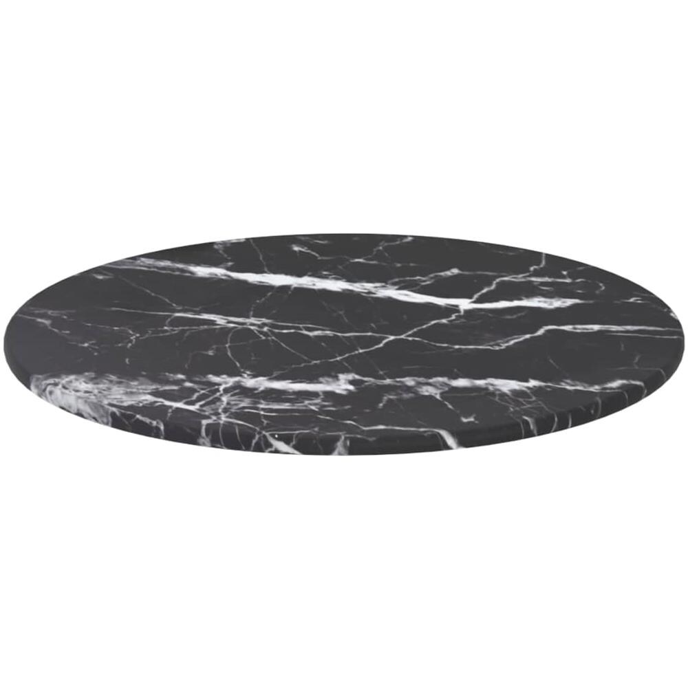 Piano Per Tavolo Nero 30x0,8 Cm Vetro Temperato Aspetto Marmo - Foto 3