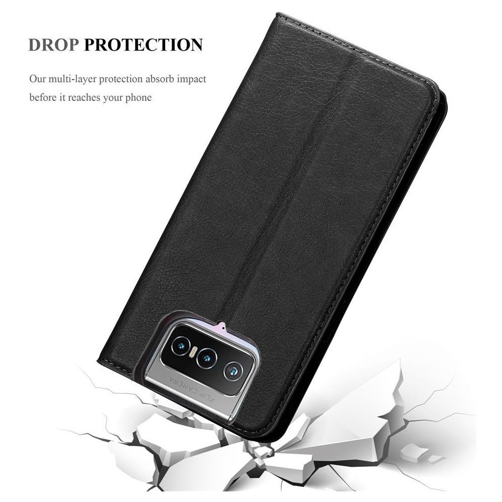 Custodia Compatibile Con Asus Zenfone 7 In Nero Di Notte - Coperchio Protettiva Con Chiusura Magnetica, Funzione Stand E Tasca Per Le Carte - Foto 8