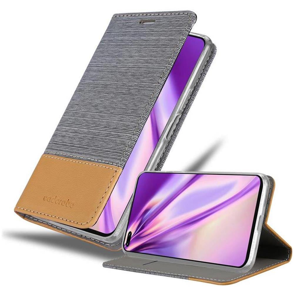 Custodia Compatibile Con Honor View 30 Pro In Grigio Chiaro Marrone - Coperchio Protettiva Con Chiusura Magnetica, Funzione Stand E Tasca Per Le Carte - Foto 1