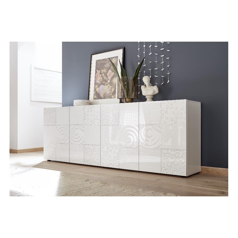 Mobile Multiuso Miro - 4 Ante, Ripiani - Per Sala, Camera, Cucina, Ingresso - Bianco In Truciolare Melaminico, 241 X 42 X 84 Cm - Foto 1