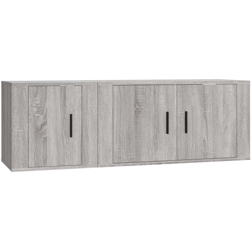 Set Mobili Porta Tv 2 Pz Grigio Sonoma In Legno Multistrato - Foto 2