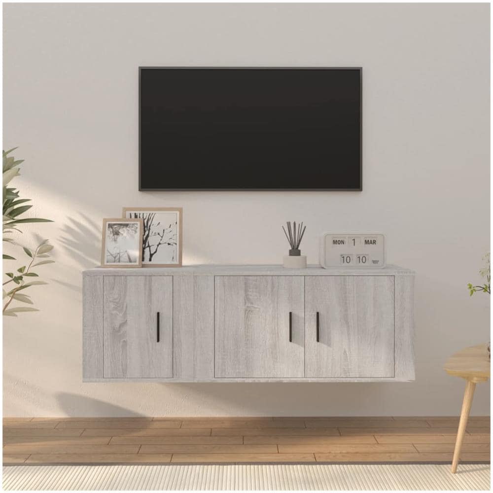 Set Mobili Porta Tv 2 Pz Grigio Sonoma In Legno Multistrato - Foto 1