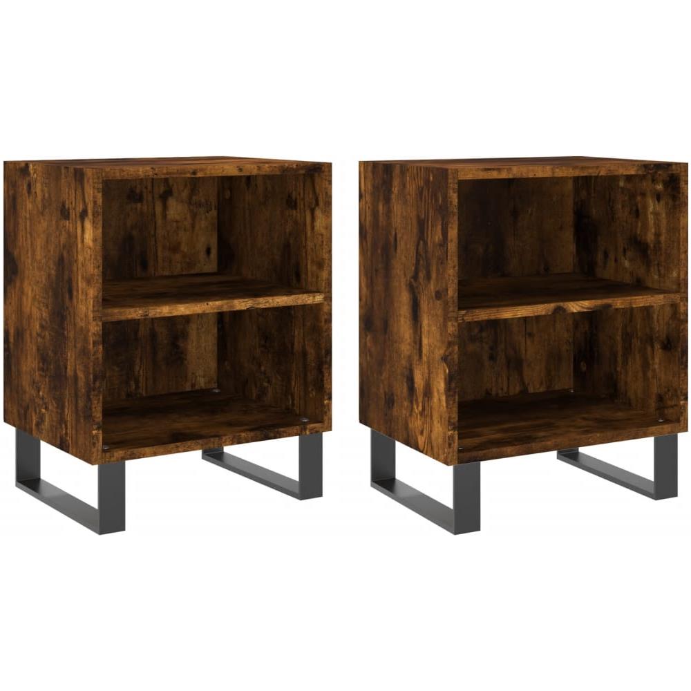 Comodini Rovere Fumo 2 Pz 40x30x50 Cm In Legno Multistrato - Foto 1