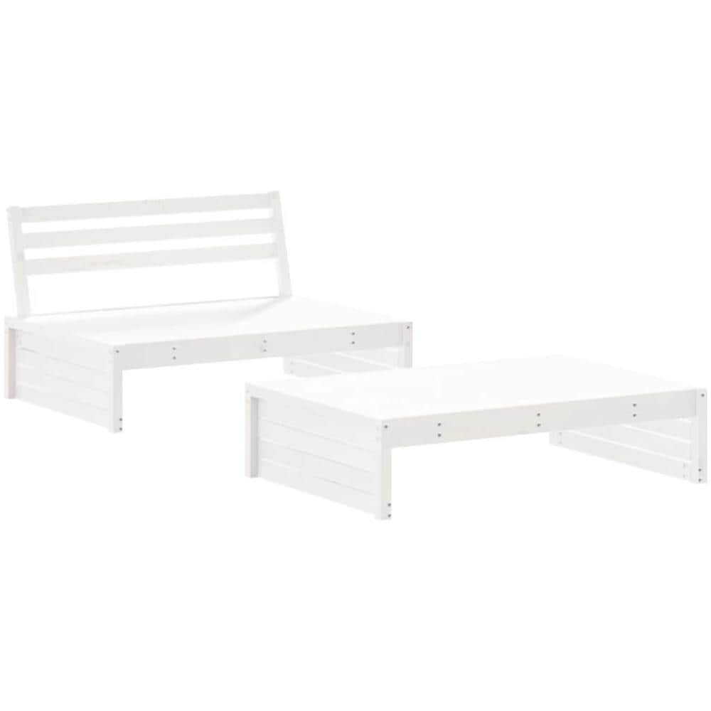 Set Divani Da Giardino 2pz Con Cuscini In Legno Massello Bianco - Foto 3