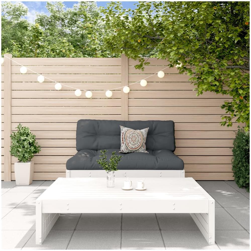 Set Divani Da Giardino 2pz Con Cuscini In Legno Massello Bianco - Foto 1