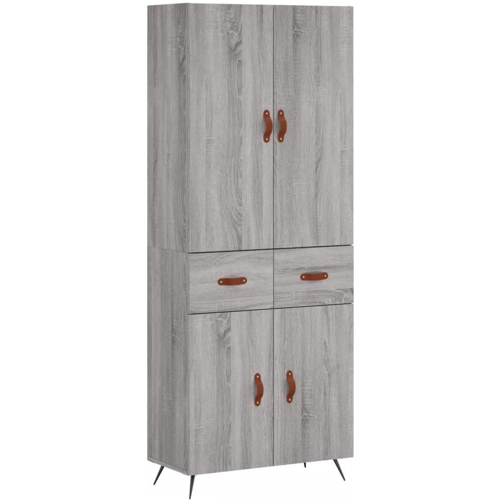 Credenza Grigio Sonoma 69,5x34x180 Cm In Legno Multistrato - Foto 2