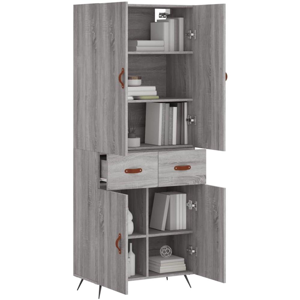 Credenza Grigio Sonoma 69,5x34x180 Cm In Legno Multistrato - Foto 3