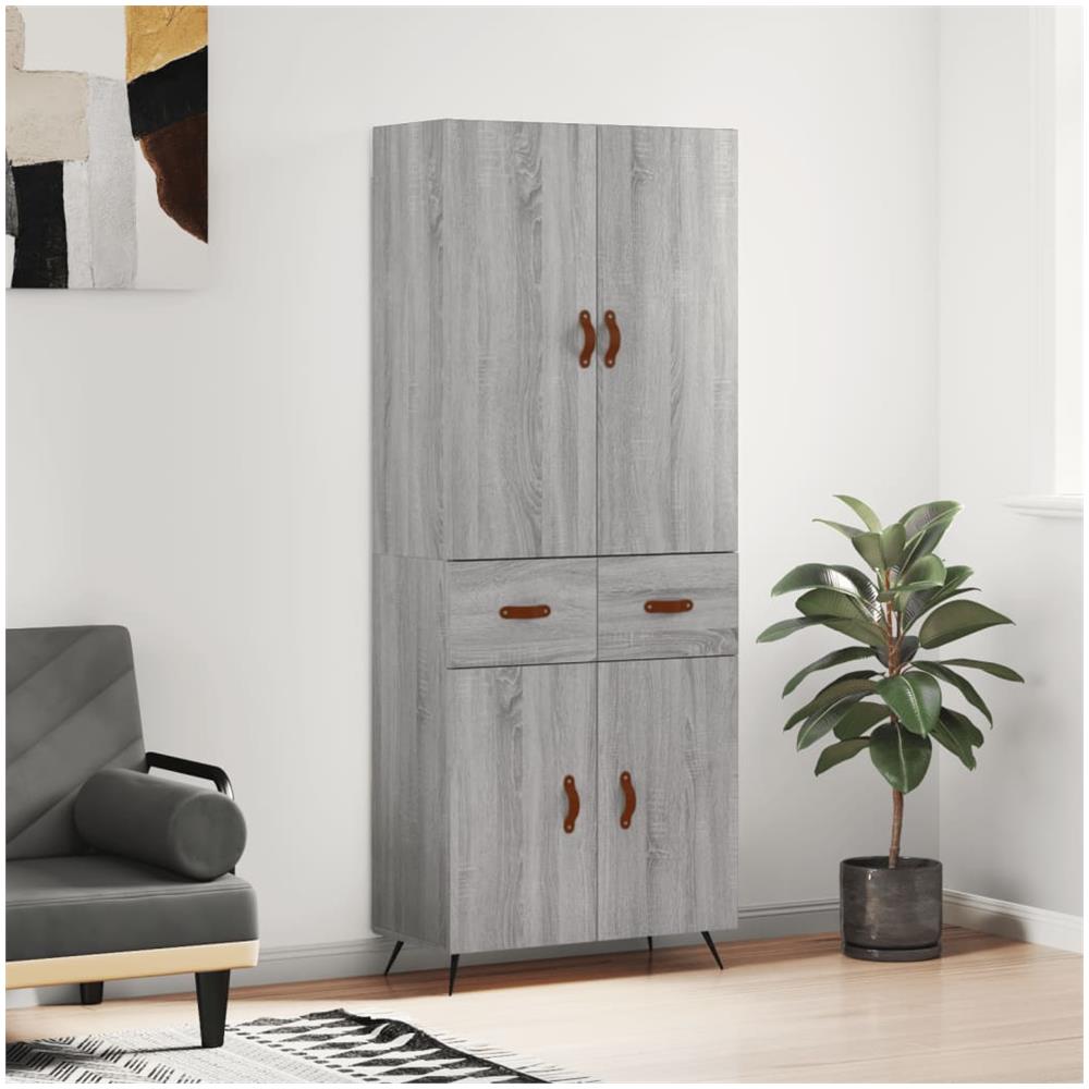 Credenza Grigio Sonoma 69,5x34x180 Cm In Legno Multistrato - Foto 1