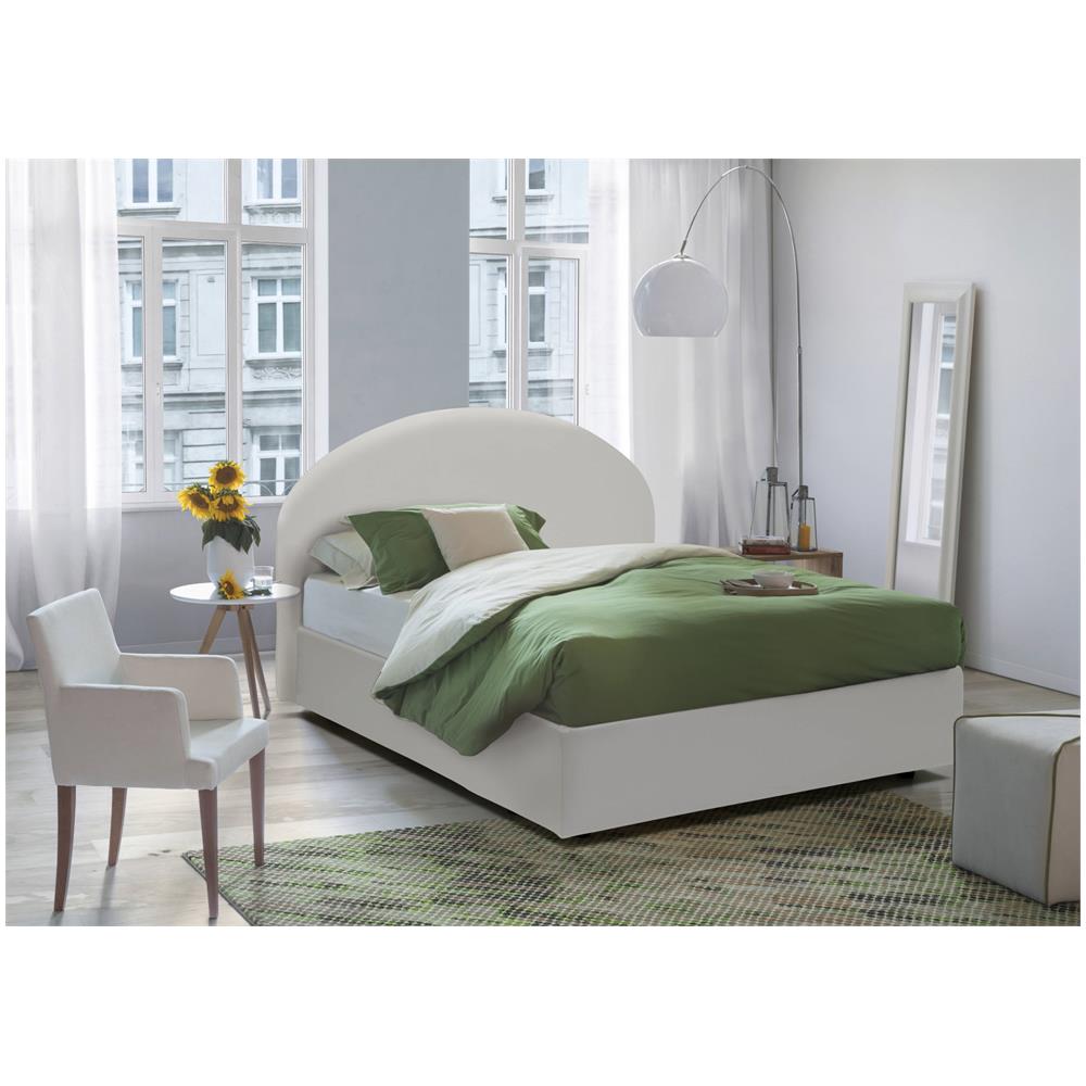 Letto Matrimoniale Conny, Letto Contenitore Con Rivestimento In Ecopelle, 100% Made In Italy, Apertura Frontale, Adatto Per Materasso Cm 160x190, Bianco - Foto 1