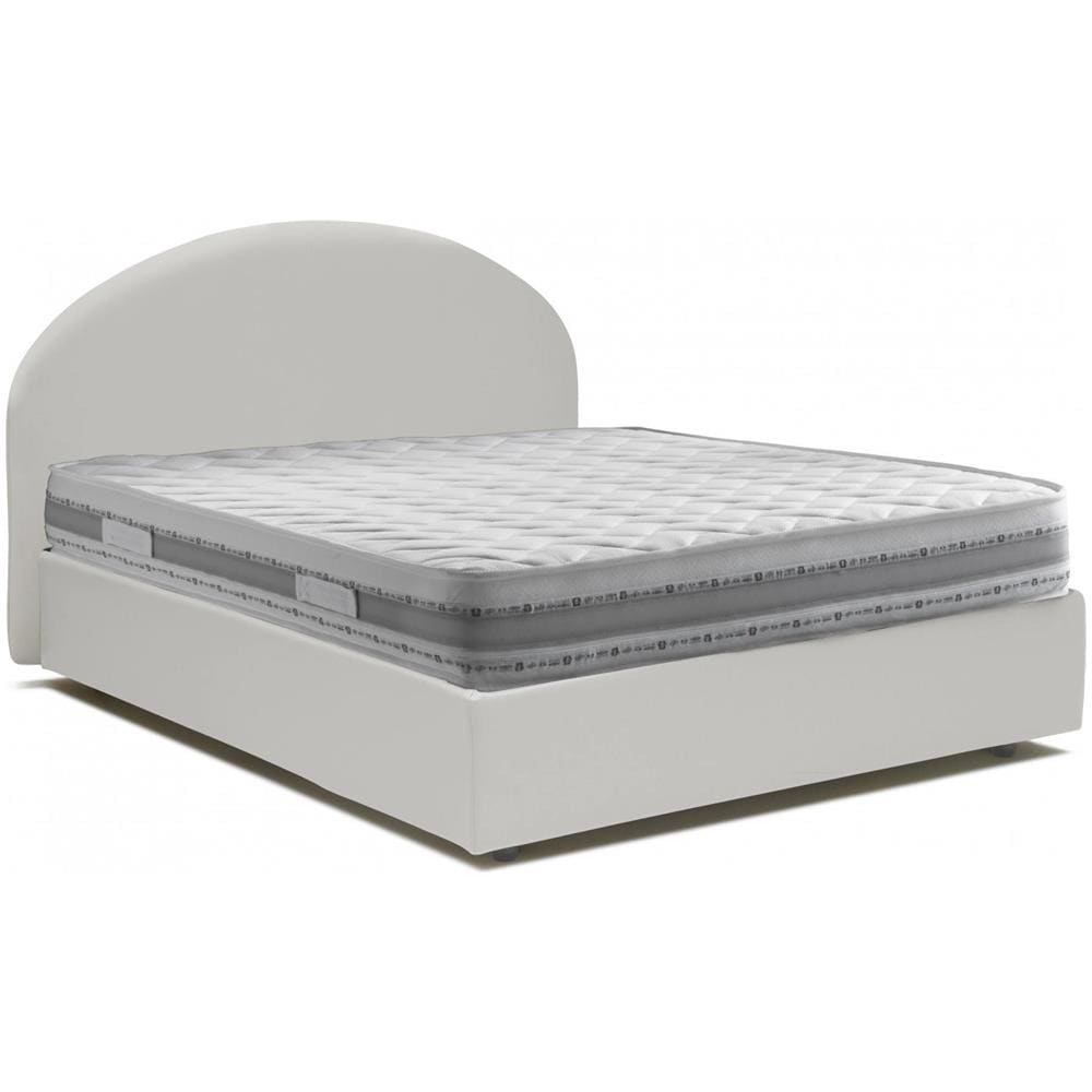Letto Matrimoniale Conny, Letto Contenitore Con Rivestimento In Ecopelle, 100% Made In Italy, Apertura Frontale, Adatto Per Materasso Cm 160x190, Bianco - Foto 2
