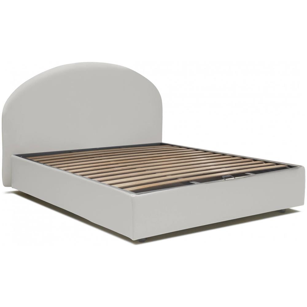 Letto Matrimoniale Conny, Letto Contenitore Con Rivestimento In Ecopelle, 100% Made In Italy, Apertura Frontale, Adatto Per Materasso Cm 160x190, Bianco - Foto 3