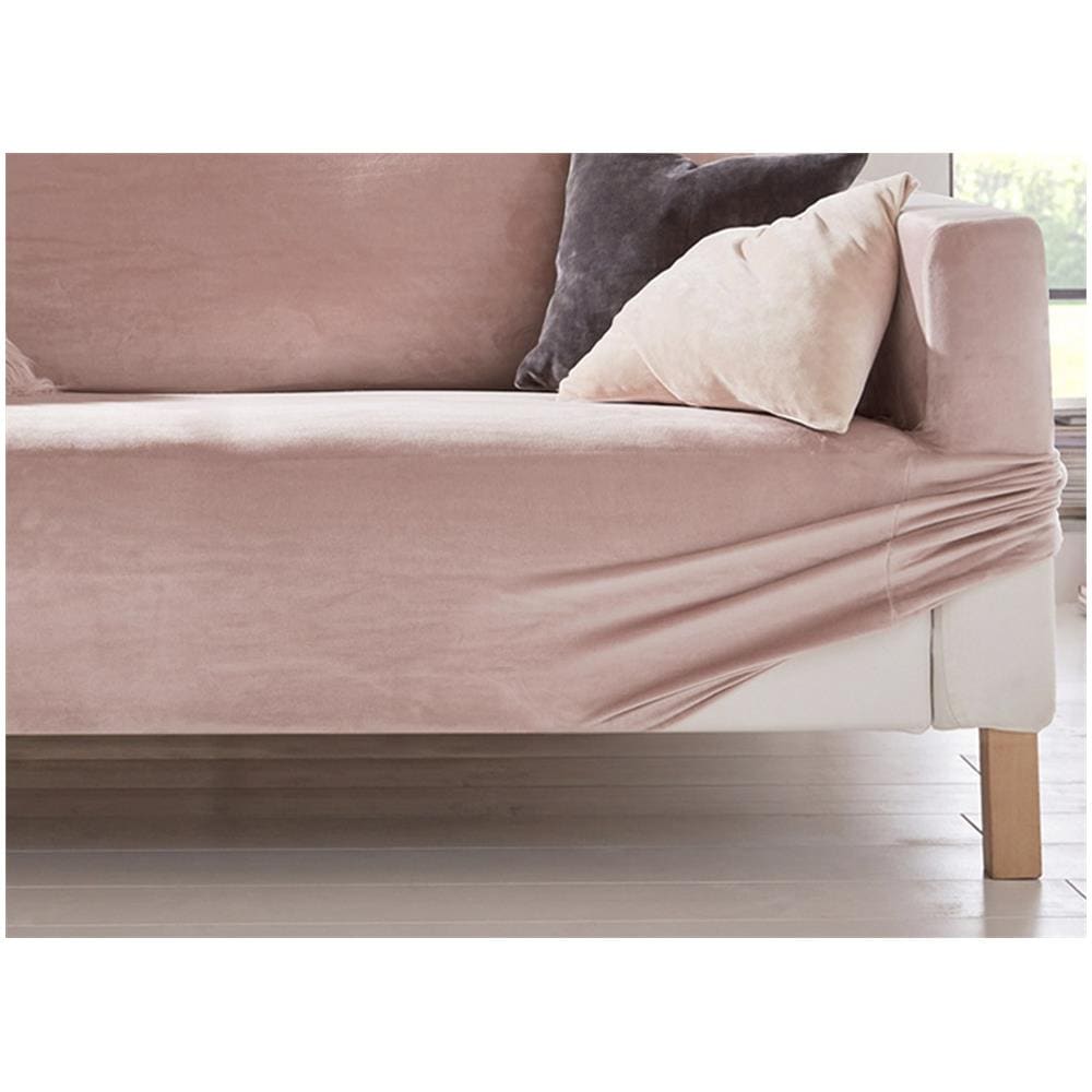 Copridivano Elasticizzato Effetto Velluto Modello Morbidissimo Colore Cipria Poltrona Cipria - Foto 2