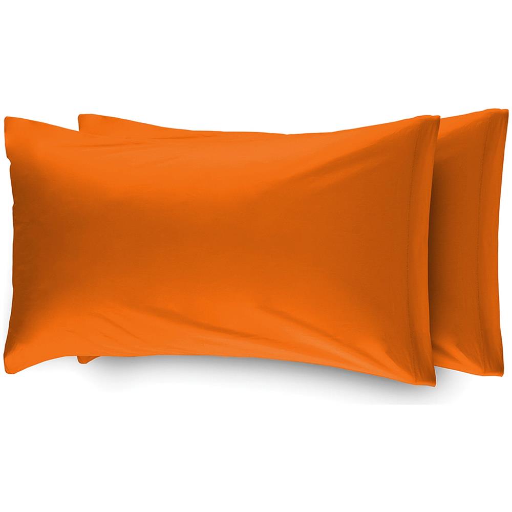 Coppia Federe Per Camper Roulotte Con Patella 100% Cotone Tinta Unita Federe Arancio - Foto 1