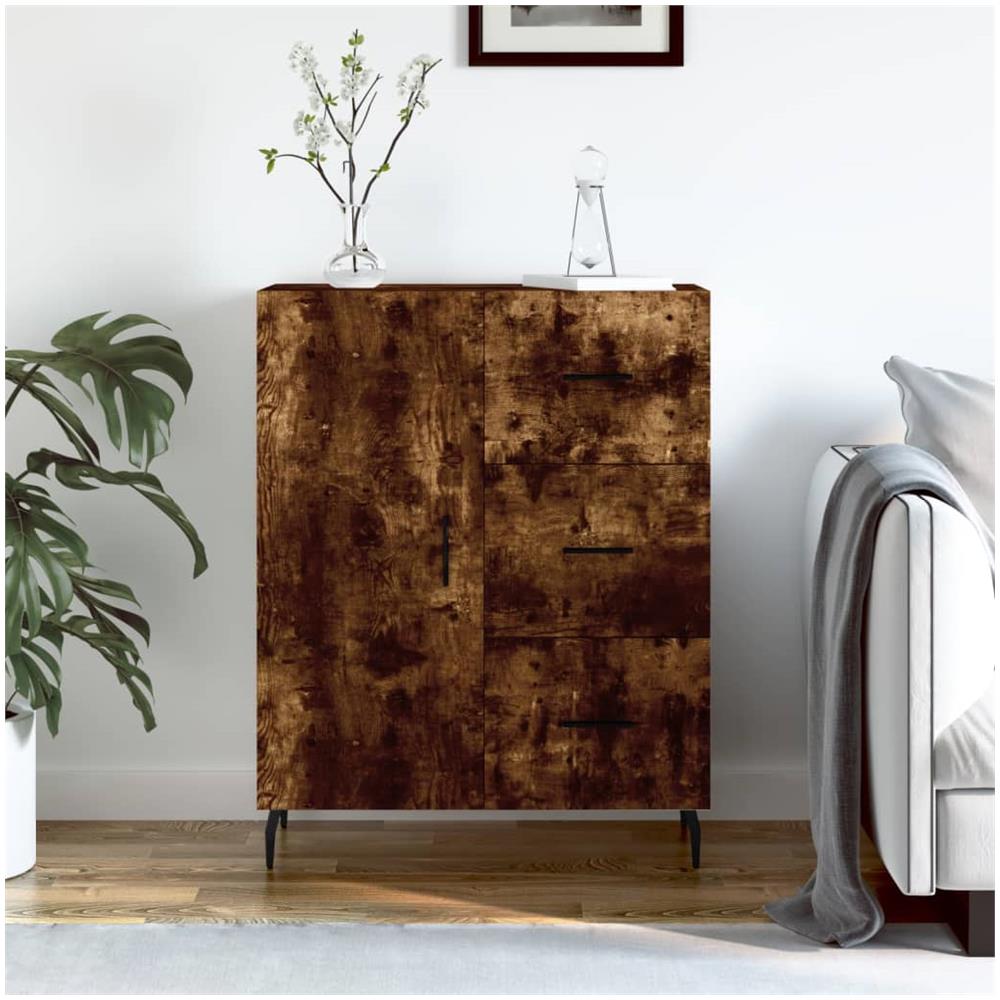 Credenza Rovere Fumo 69,5x34x90 Cm In Legno Multistrato - Foto 1