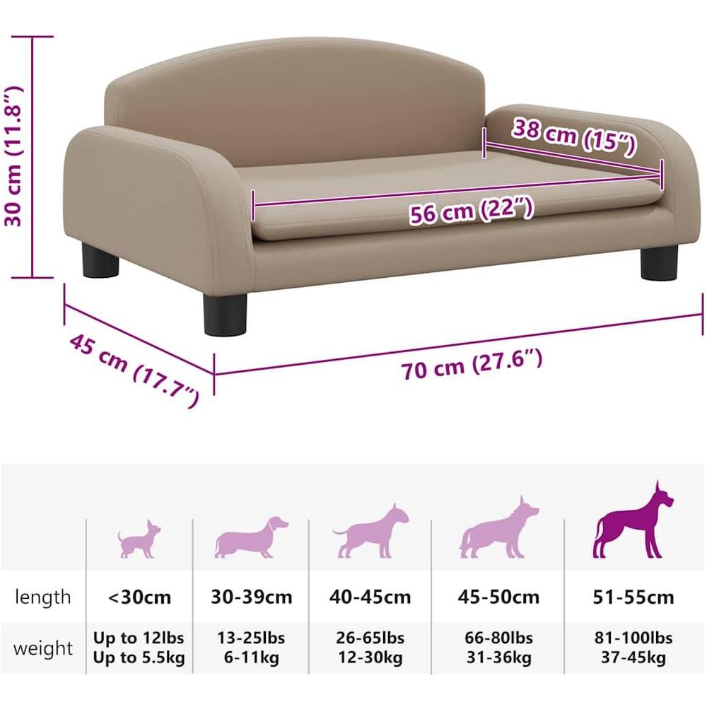 Lettino per Cani Cappuccino 70x45x30 cm in Similpelle - Foto 7