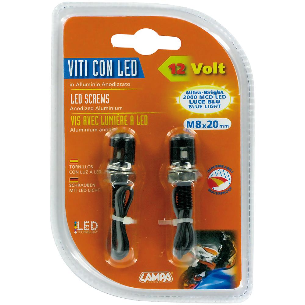 Set 2 Viti Con Led A Luce Blu - Nero - Foto 2