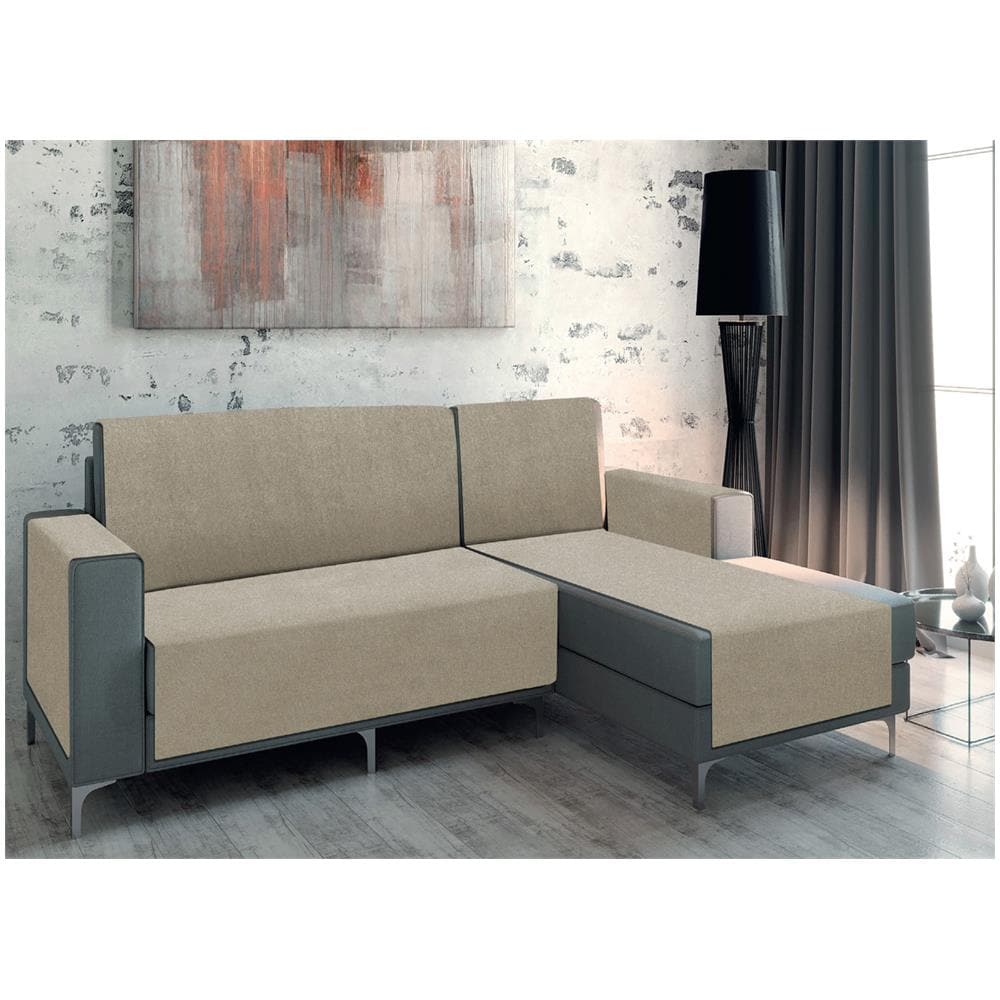 Copridivano Per Divani Con Penisola Modello Vischio Colore Tortora 190 Cm Tortora - Foto 1