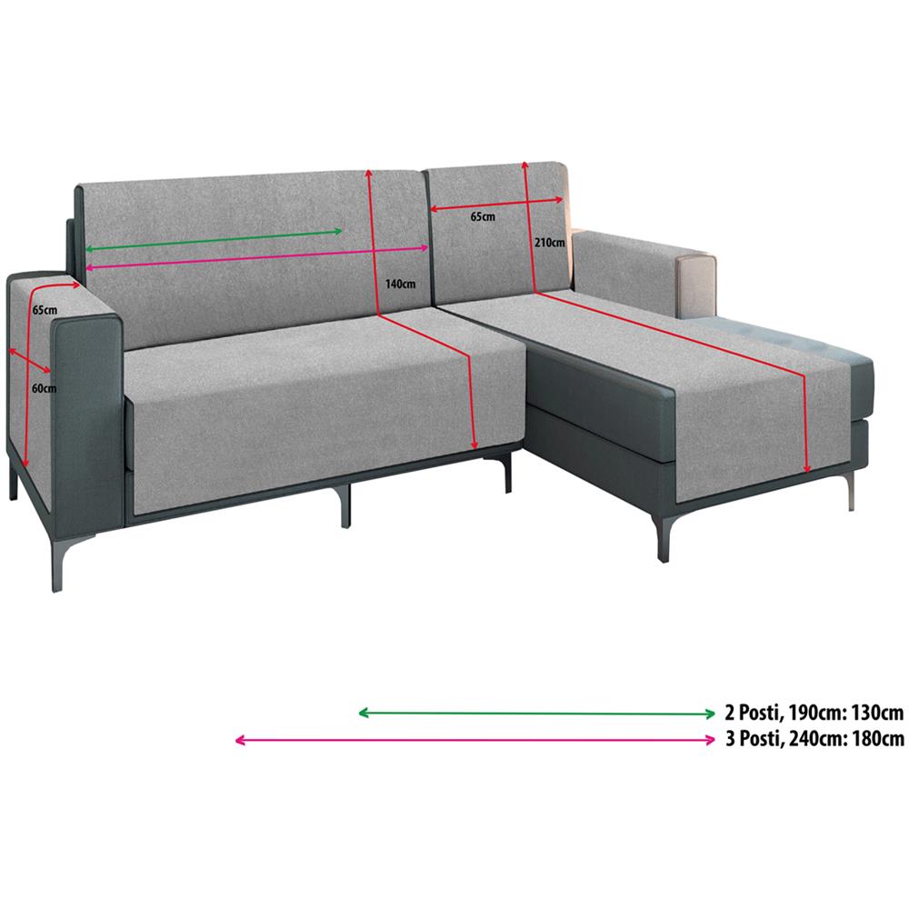Copridivano Per Divani Con Penisola Modello Vischio Colore Tortora 190 Cm Tortora - Foto 2