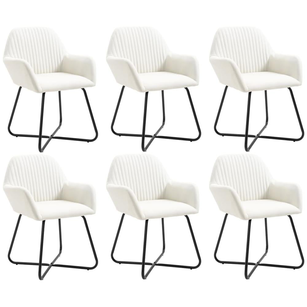 Sedie Da Pranzo 6 Pz Crema In Tessuto - Foto 1