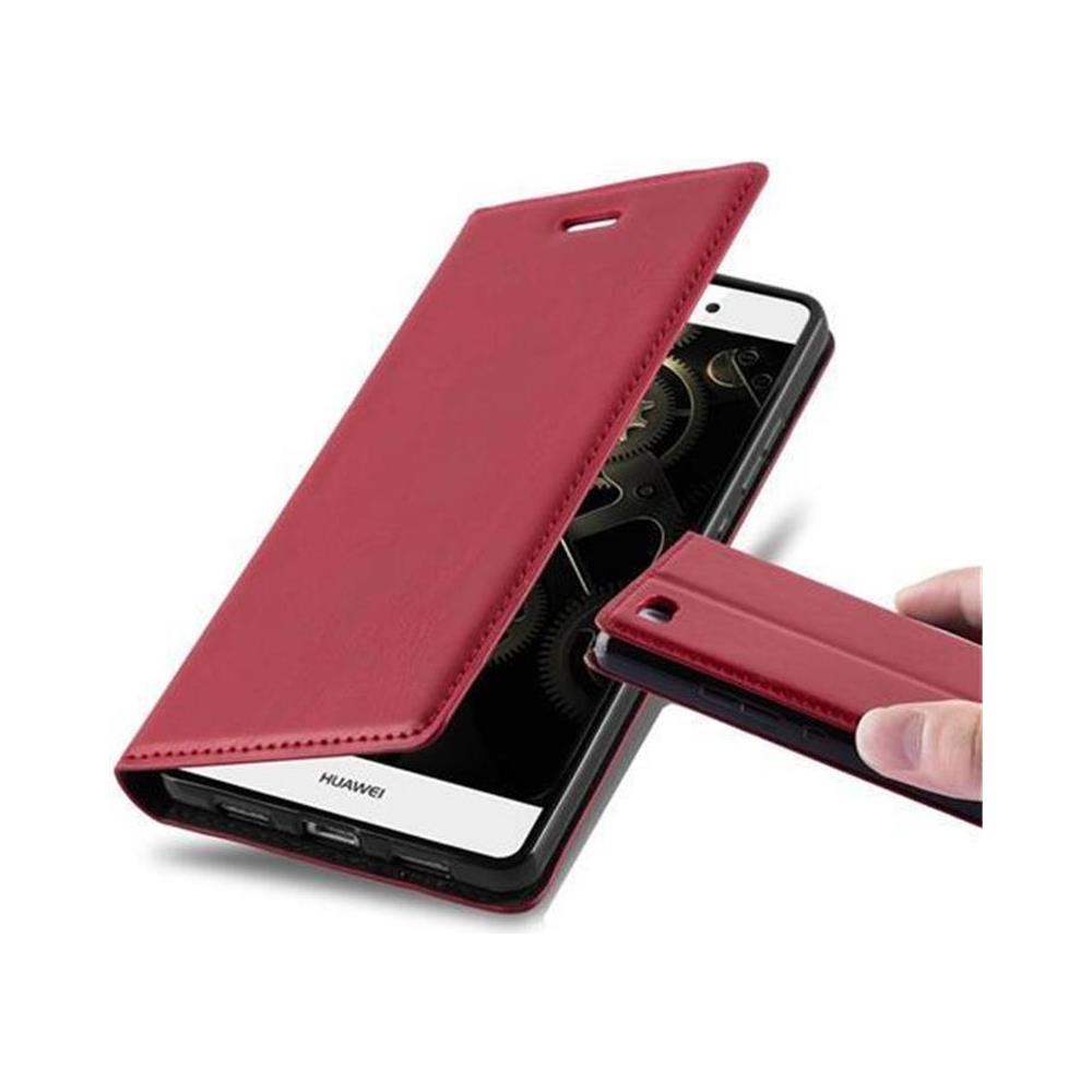 Custodia Compatibile Con Huawei P8 Lite 2015 In Rosso Mela - Coperchio Protettiva Con Chiusura Magnetica, Funzione Stand E Tasca Per Le Carte - Foto 1
