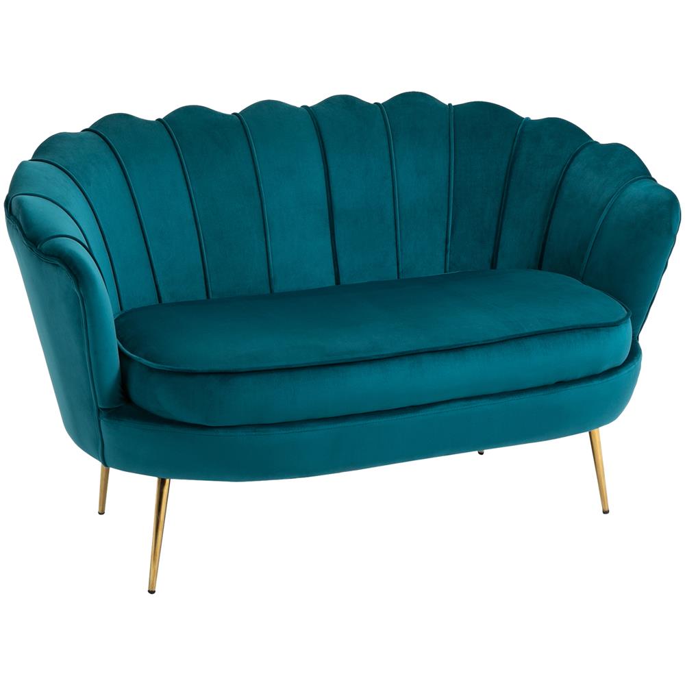 Divano Vintage 2 Posti In Stile Industrial Chic In Velluto Verde - Foto 1