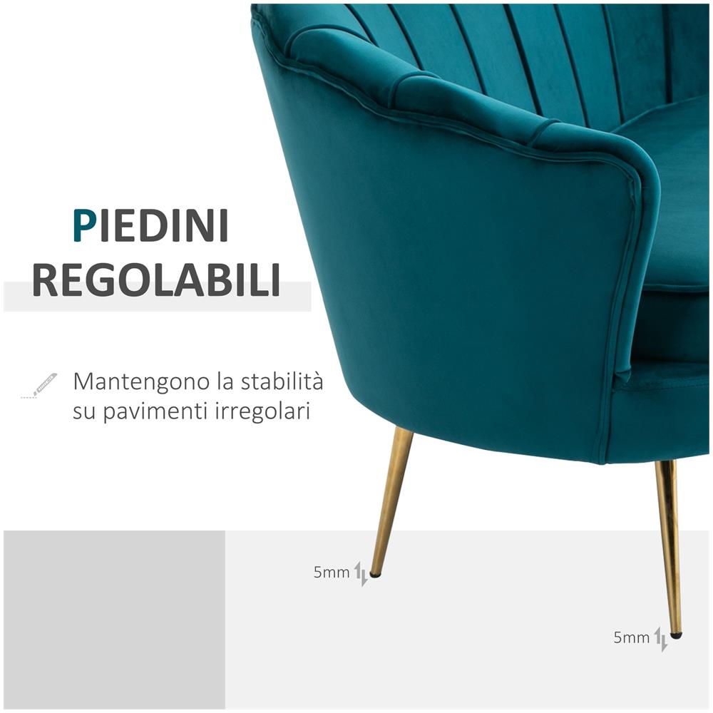 Divano Vintage 2 Posti In Stile Industrial Chic In Velluto Verde - Foto 8