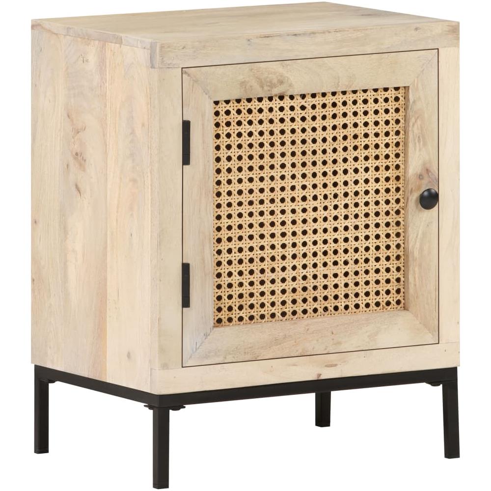 Comodino 40x30x50 Cm Legno Massello Di Mango E Canna Naturale - Foto 9