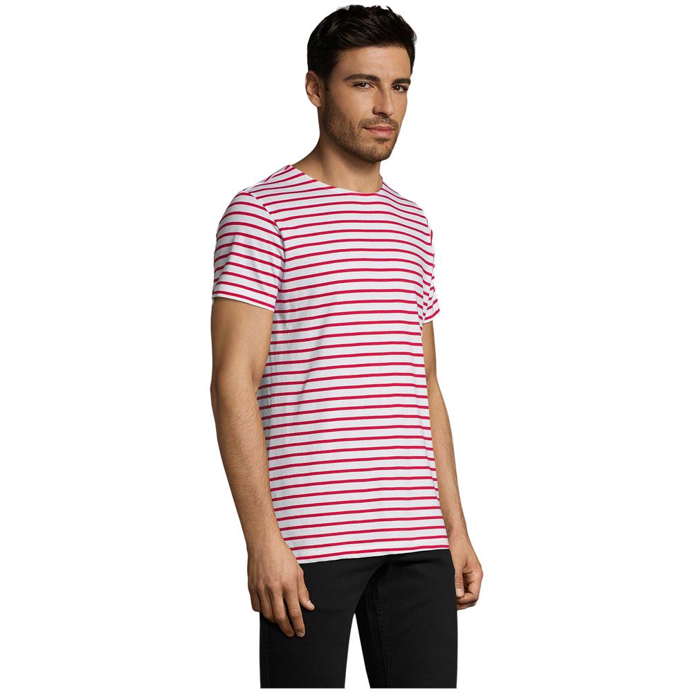 T-shirt Da Uomo Miles-girocollo A Righe -colore E Taglia Bianco-rosso - Foto 2