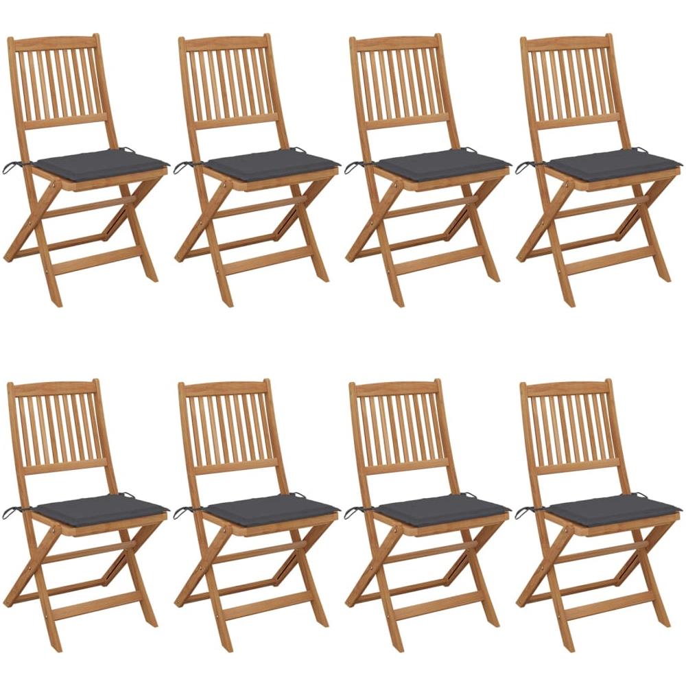 Sedie da Giardino Pieghevoli 8 pz con Cuscini Massello Acacia - Foto 1