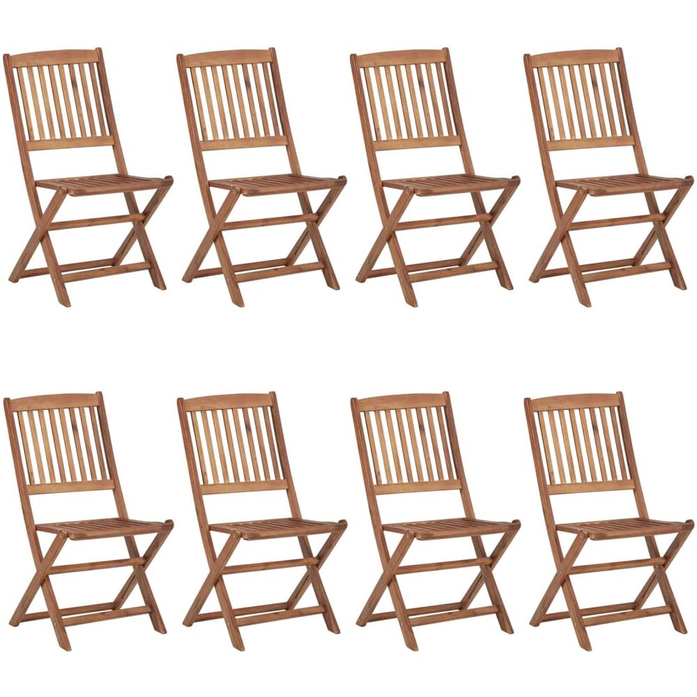 Sedie da Giardino Pieghevoli 8 pz con Cuscini Massello Acacia - Foto 3