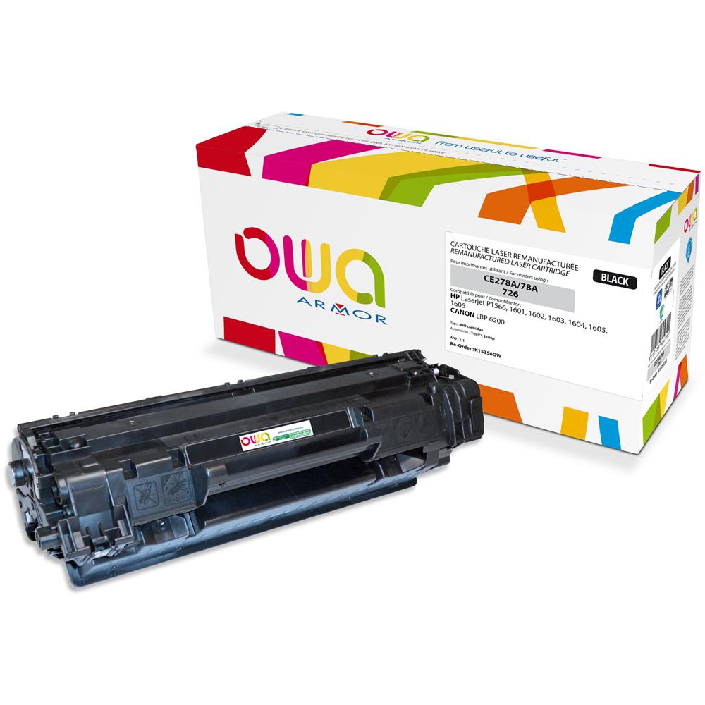 K15356OW, Cartuccia, Nero, Laser, HP, Laserjet P1566, P1601, P1602, P1603, P1604, P1605, P1606, CANON LBP 6200, CE278A - Foto 1