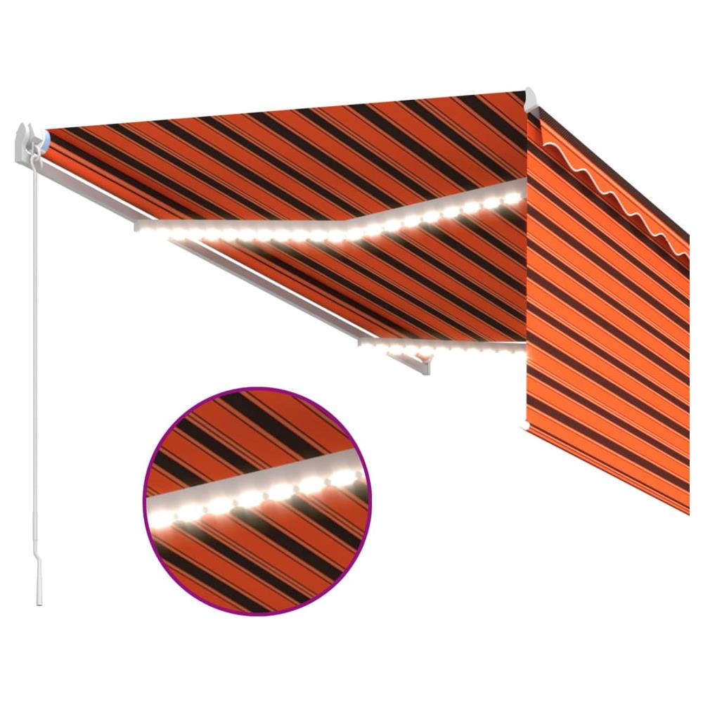 Tenda Retrattile Manuale Parasole Led 3,5x2,5 M Arancio Marrone - Foto 3