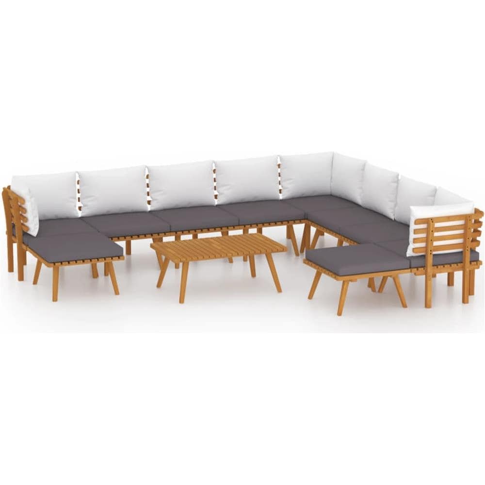 Set Divani Da Giardino 11 Pz Con Cuscini In Massello Di Acacia - Foto 1