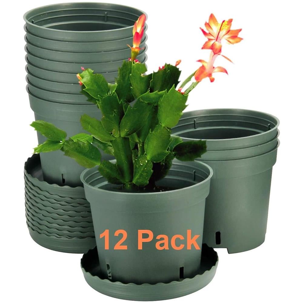 54 Vasi Piante 10 Cm Con Sottovaso - Plastica Bianca Per Piante Grasse E Erbe