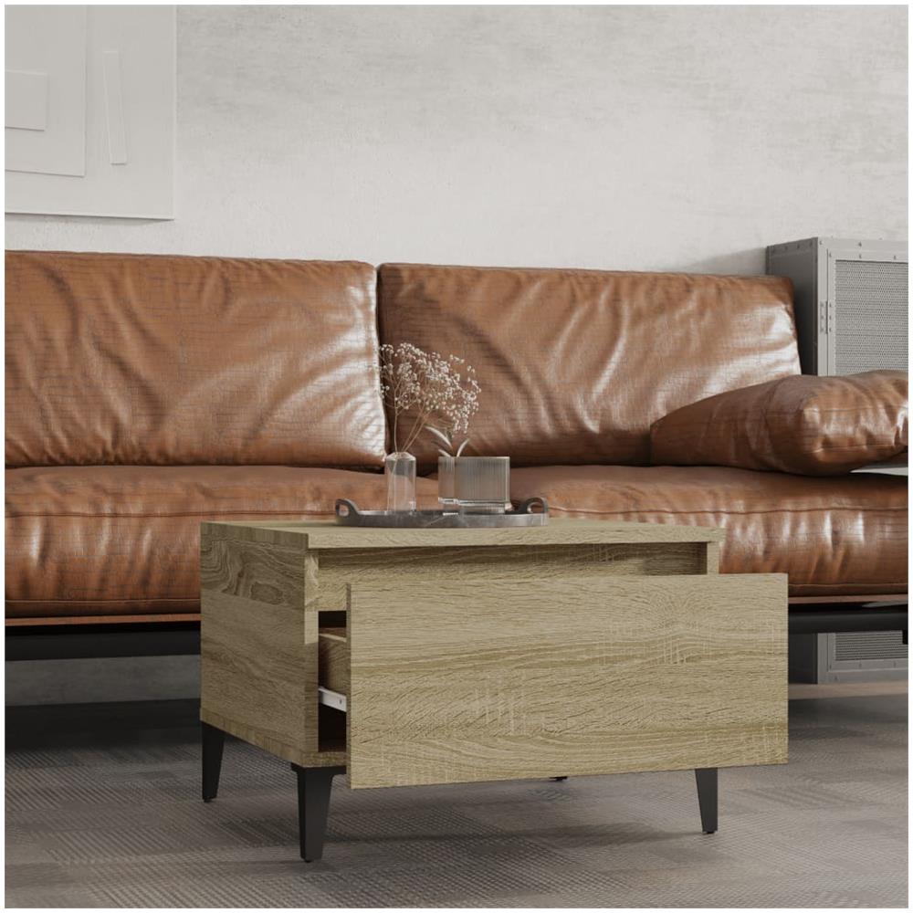 Tavolino Rovere Sonoma 50x46x35 Cm In Legno Multistrato - Foto 3