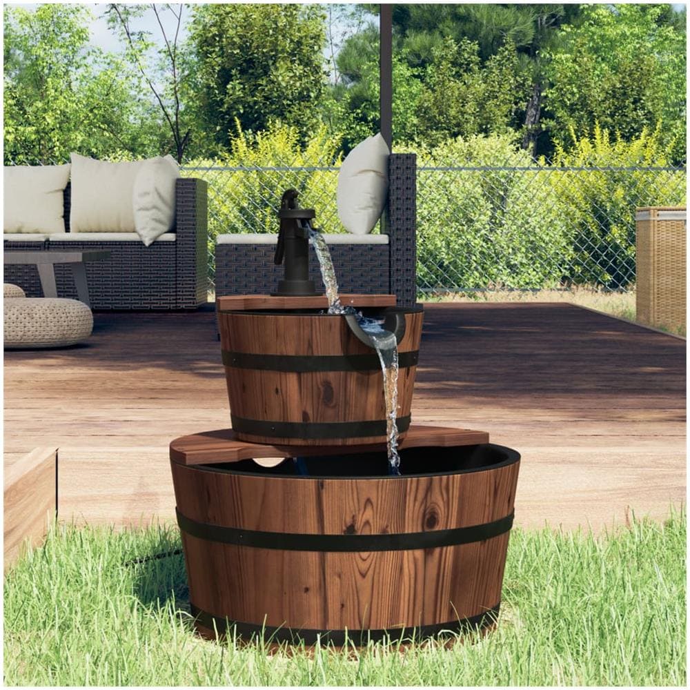 Fontana D'acqua Con Pompa 44,5x44,5x58 Cm Legno Massello Abete - Foto 1