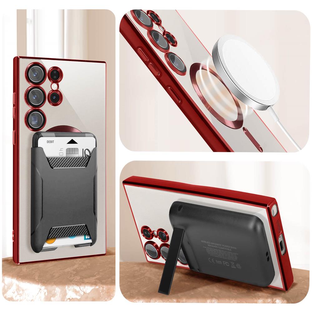 Cover Magsafe Per Samsung S23 Ultra Con Protezione Fotocamera Trasparente /rosso - Foto 2