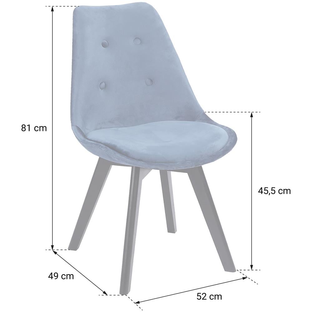 Set Di 2 Sedie In Velluto Grigio Nora Con Cuscino - Foto 2