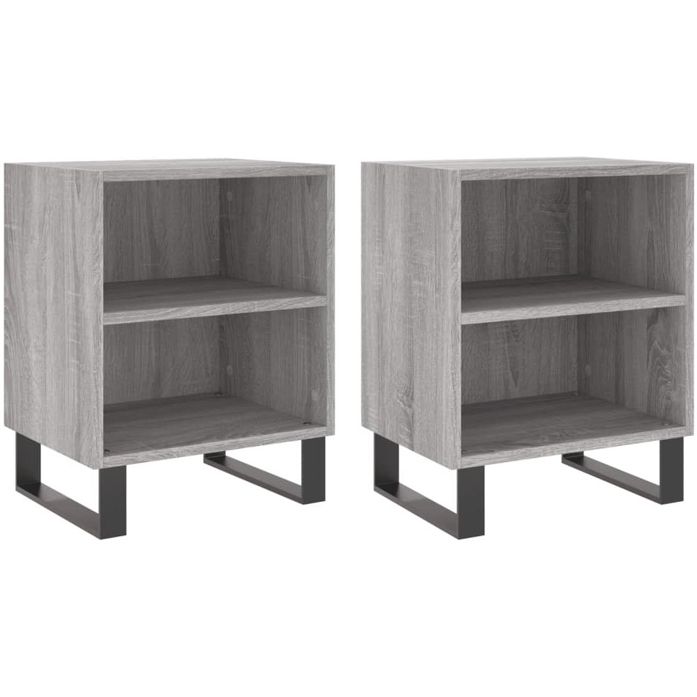 Comodini Grigio Sonoma 2 Pz 40x30x50 Cm In Legno Multistrato - Foto 1