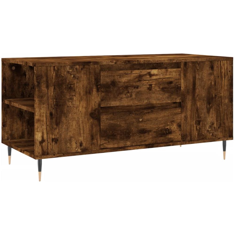 Tavolino Da Salotto Rovere Fumo 102x44,5x50cm Legno Multistrato - Foto 2