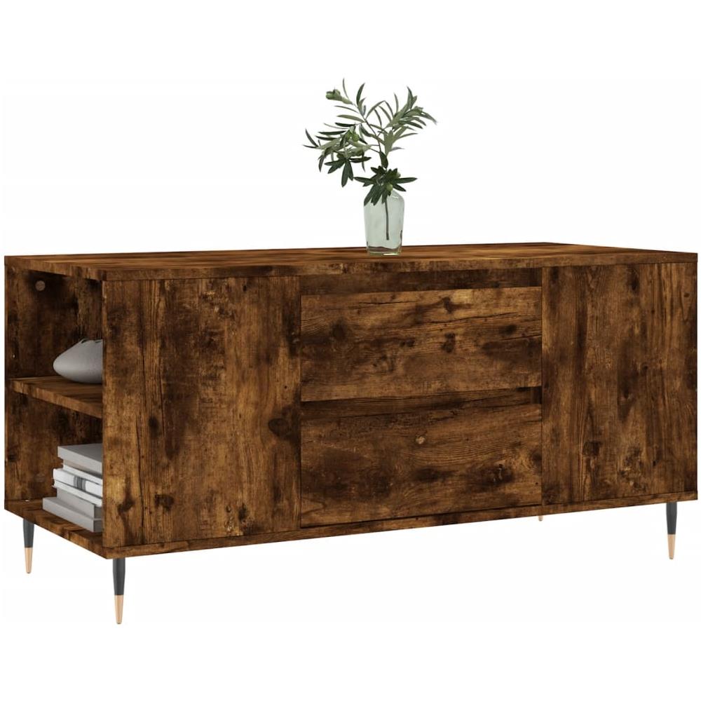 Tavolino Da Salotto Rovere Fumo 102x44,5x50cm Legno Multistrato - Foto 3