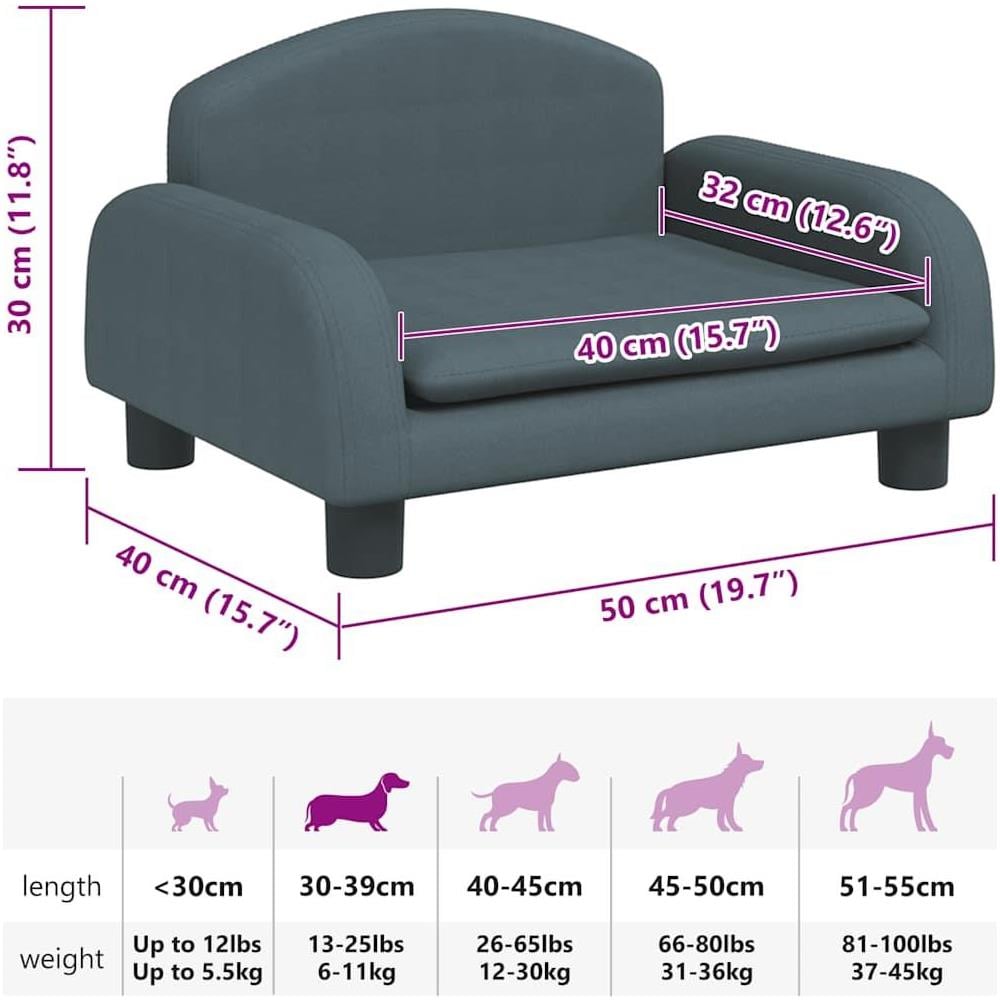Lettino per Cani Grigio Scuro 50x40x30 cm in Tessuto - Foto 7